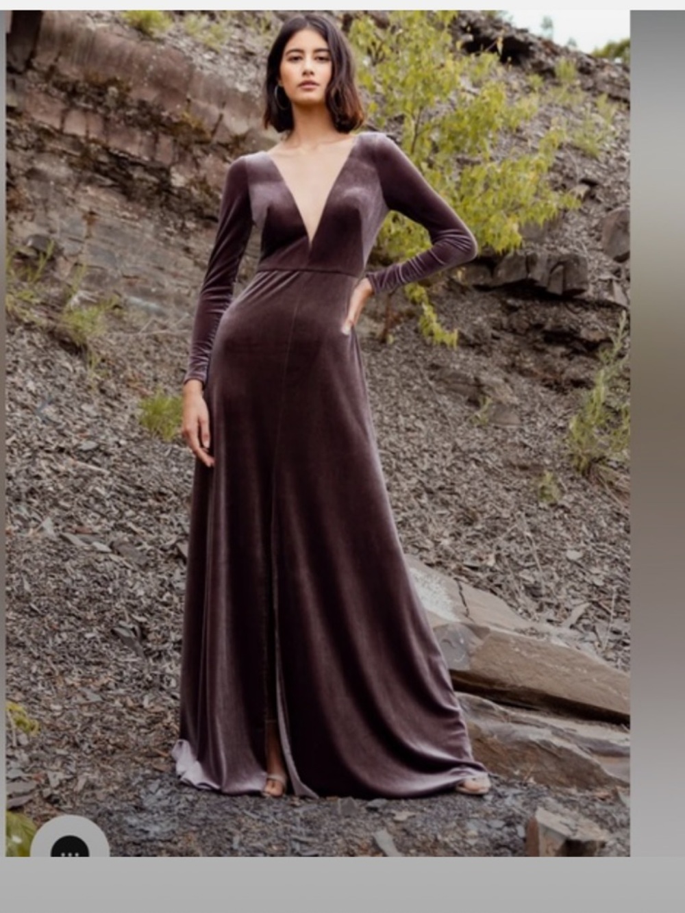 Velvet maxi dress open back elegant jenny yoo collection size 4 wedding